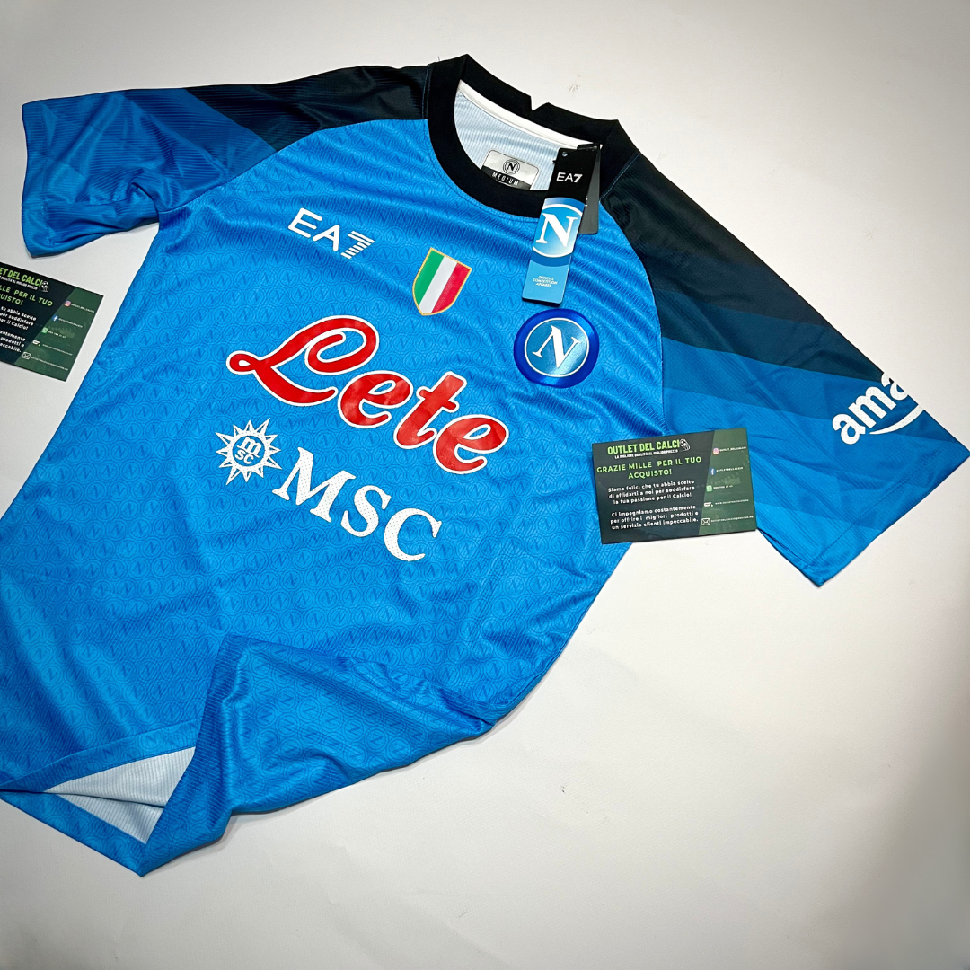 MAGLIA NAPOLI HOME 2022/23 CON PATCH SCUDETTO, PATCH SERIE A E PATCH UPBIT