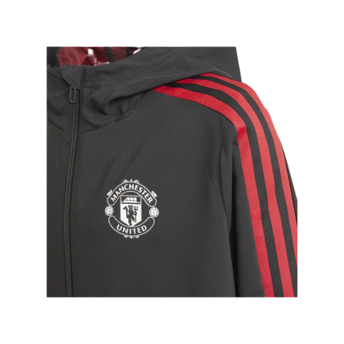 GIACCA CON CAPPUCCIO A ZIP NERA-ROSSA MANCHESTER UNITED 2021/22